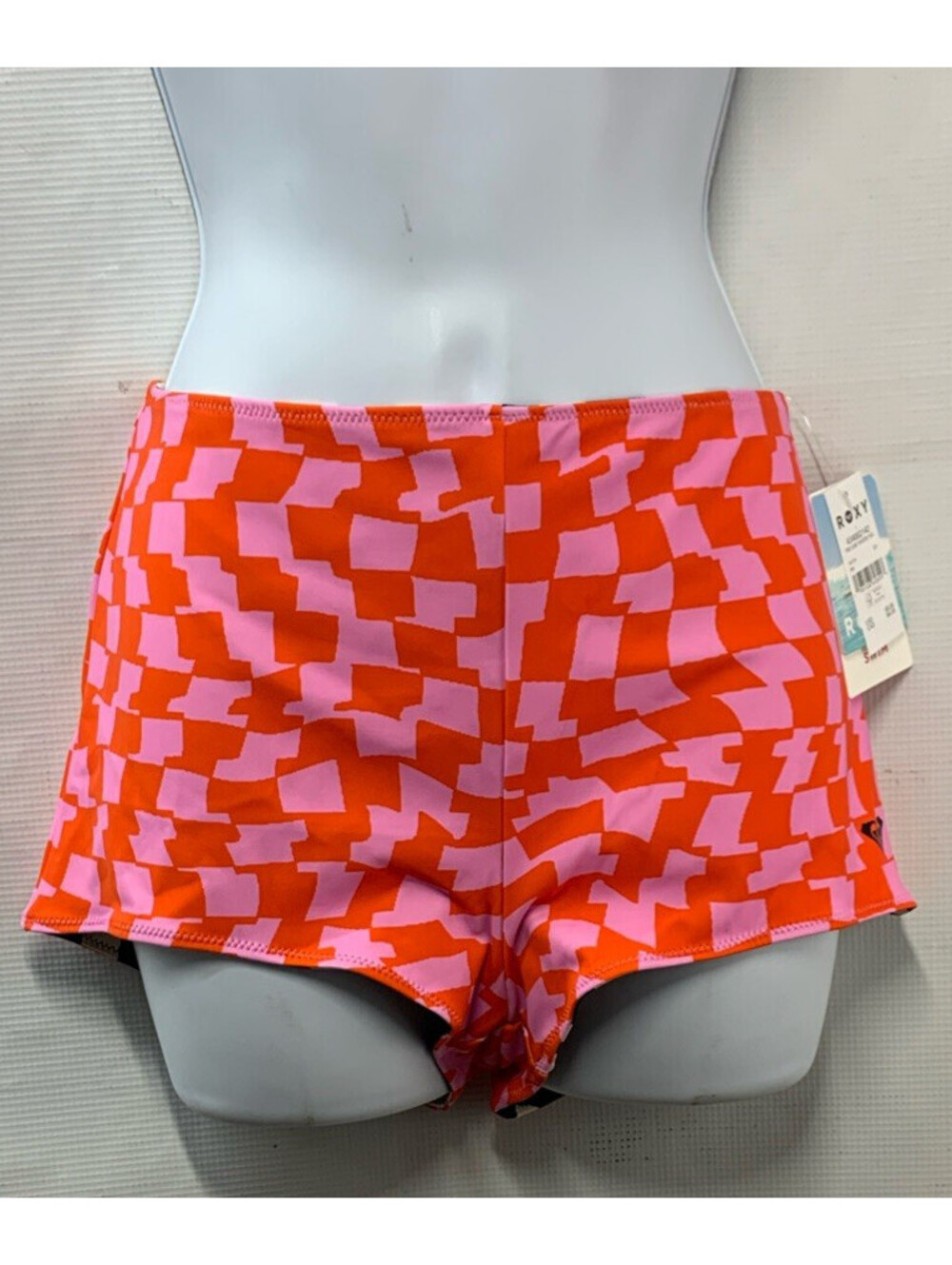 Roxy Checked Out Reversible Shortie Full Bikini Bottom Reversible Size Large